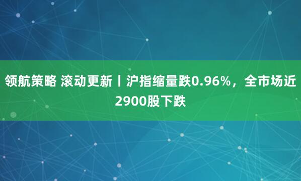 领航策略 滚动更新丨沪指缩量跌0.96%，全市场近2900股下跌